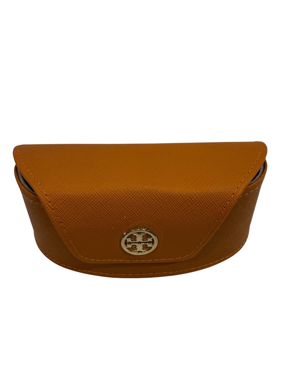 TORY BURCH  Orange Textured Sunglasses Case with Gold Logo